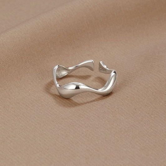 Modern Wavy Open Silver Ring - Diane Jewelry