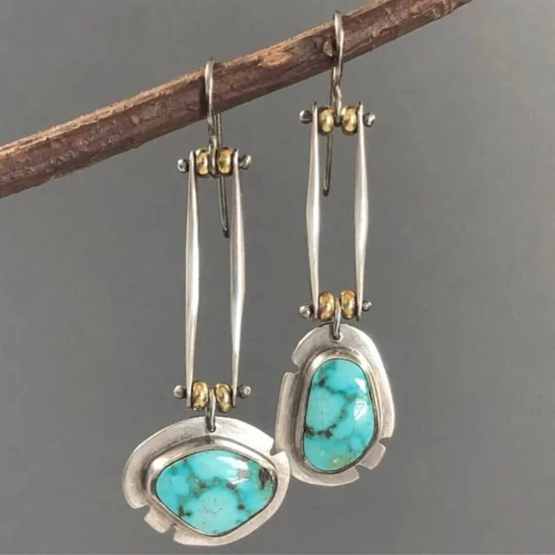 Rustic Boho Long Gem Earrings - Diane Jewelry
