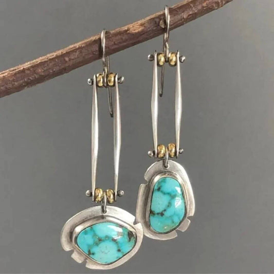 Rustic Boho Long Gem Earrings - Diane Jewelry