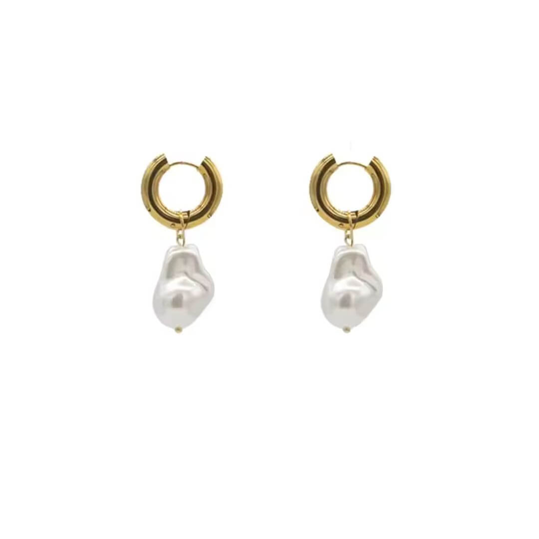 Gold Baroque Pearl Drop Earrings - Diane Jewelry
