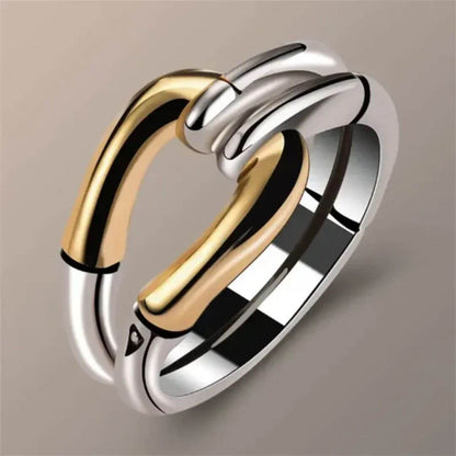 Gold Silver Interlocking Couple Ring - Diane Jewelry