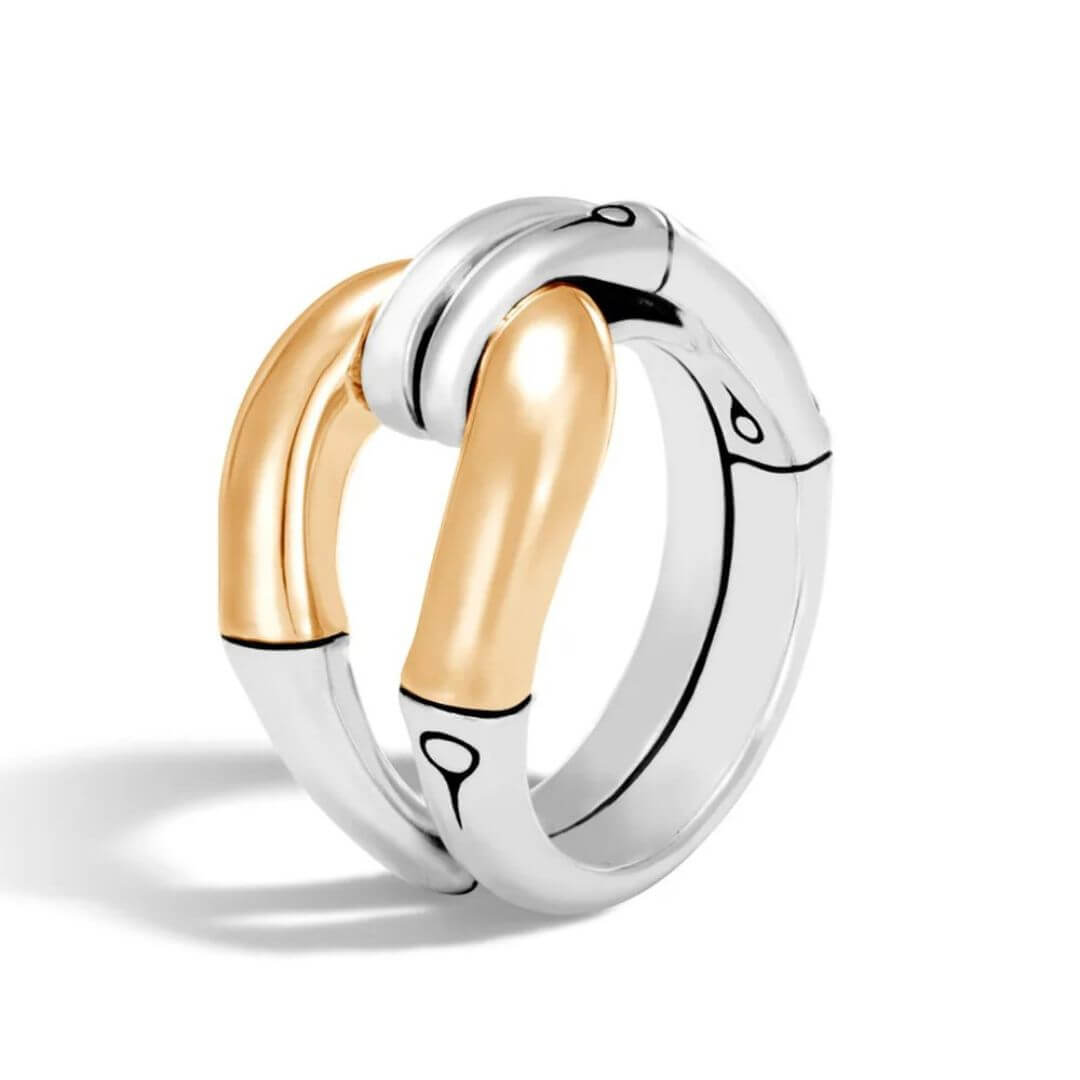 Gold Silver Interlocking Couple Ring - Diane Jewelry