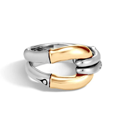 Gold Silver Interlocking Couple Ring - Diane Jewelry
