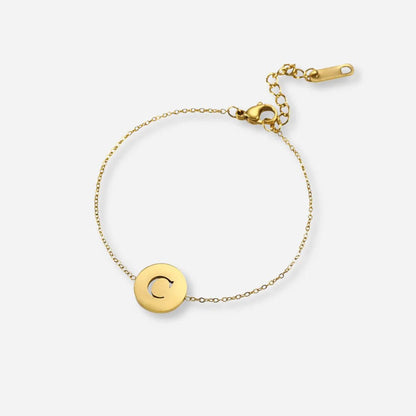 Minimalist Initial Coin Bracelet Gold - Diane Jewelry