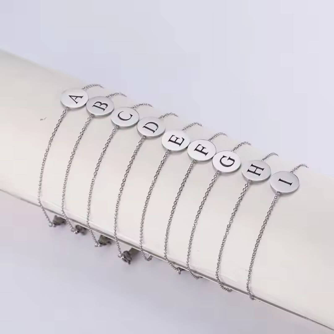 Minimalist Initial Coin Bracelet Gold - Diane Jewelry