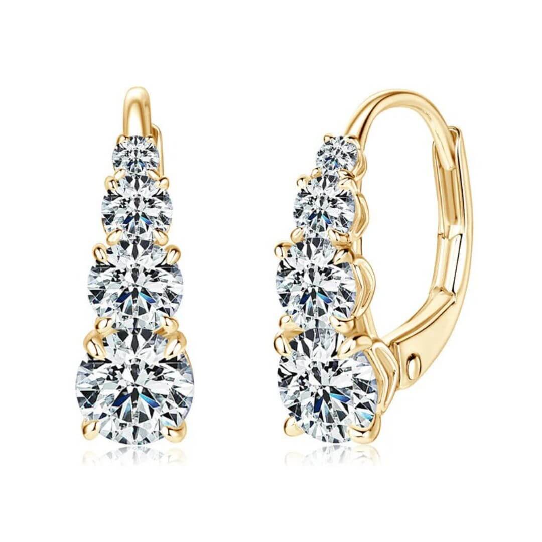 Gold Graduated Crystal Drop Earrings - Diane Jewelry
