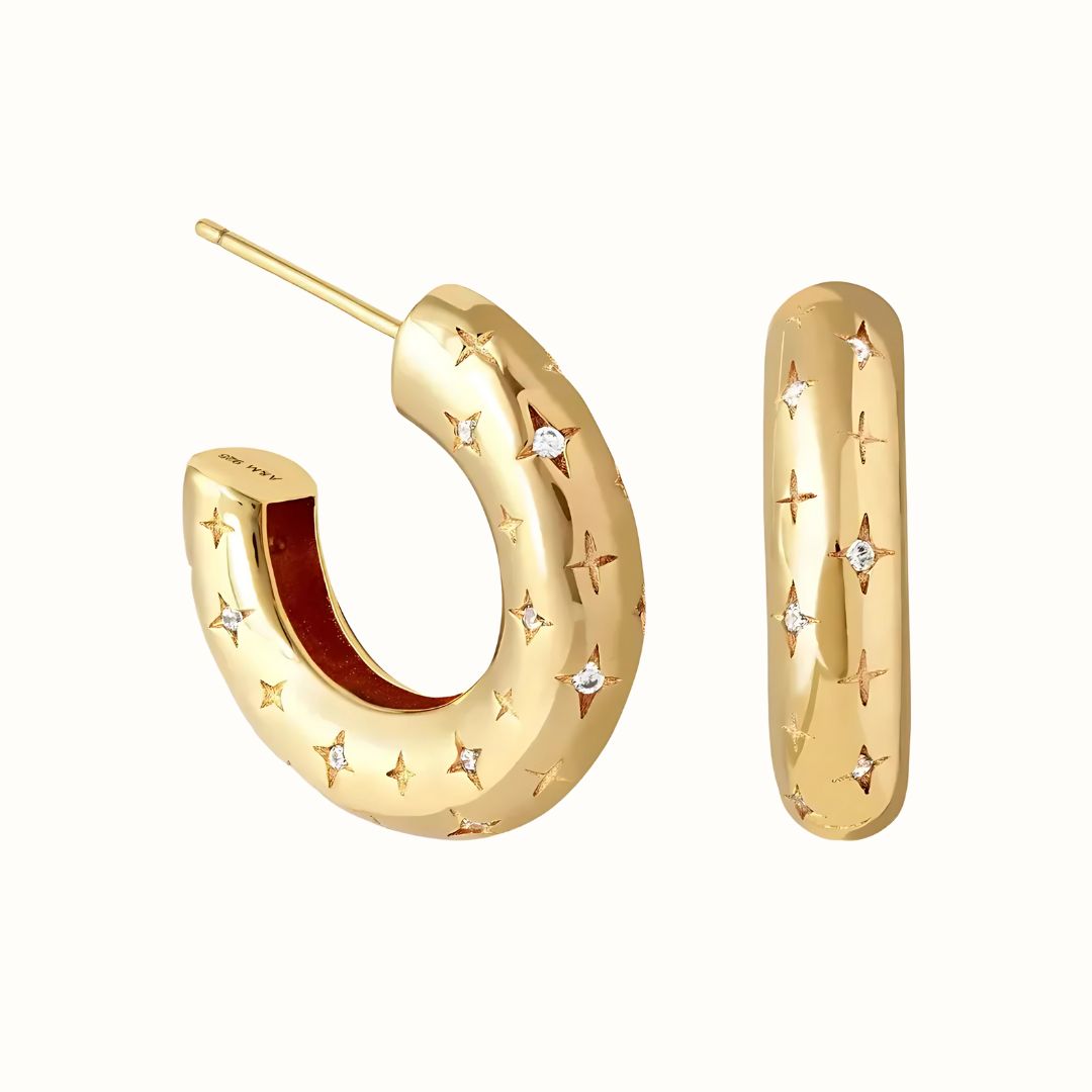 Gold Star Huggie Hoop Earrings - Diane Jewelry