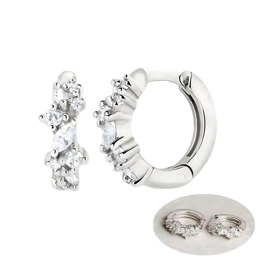 Gold Cluster Diamond Huggie Earrings - Diane Jewelry