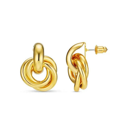 Gold Chunky Knot Drop Earrings - Diane Jewelry