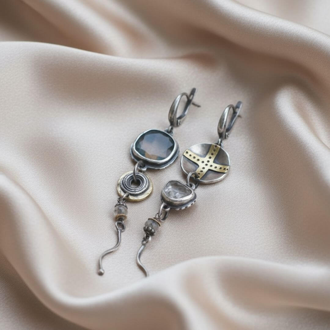 Artisan Mixed Metal Dangle Earrings Emma & Noah Jewelry