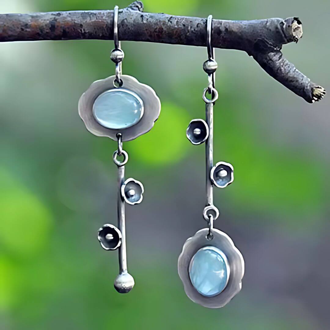 Vintage Amethyst Flower Dangle Earrings - Diane Jewelry