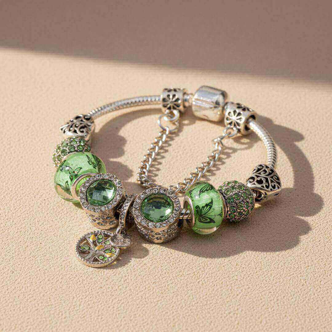 Green Charm Beaded Snake Bracelet Emma & Noah Jewelry