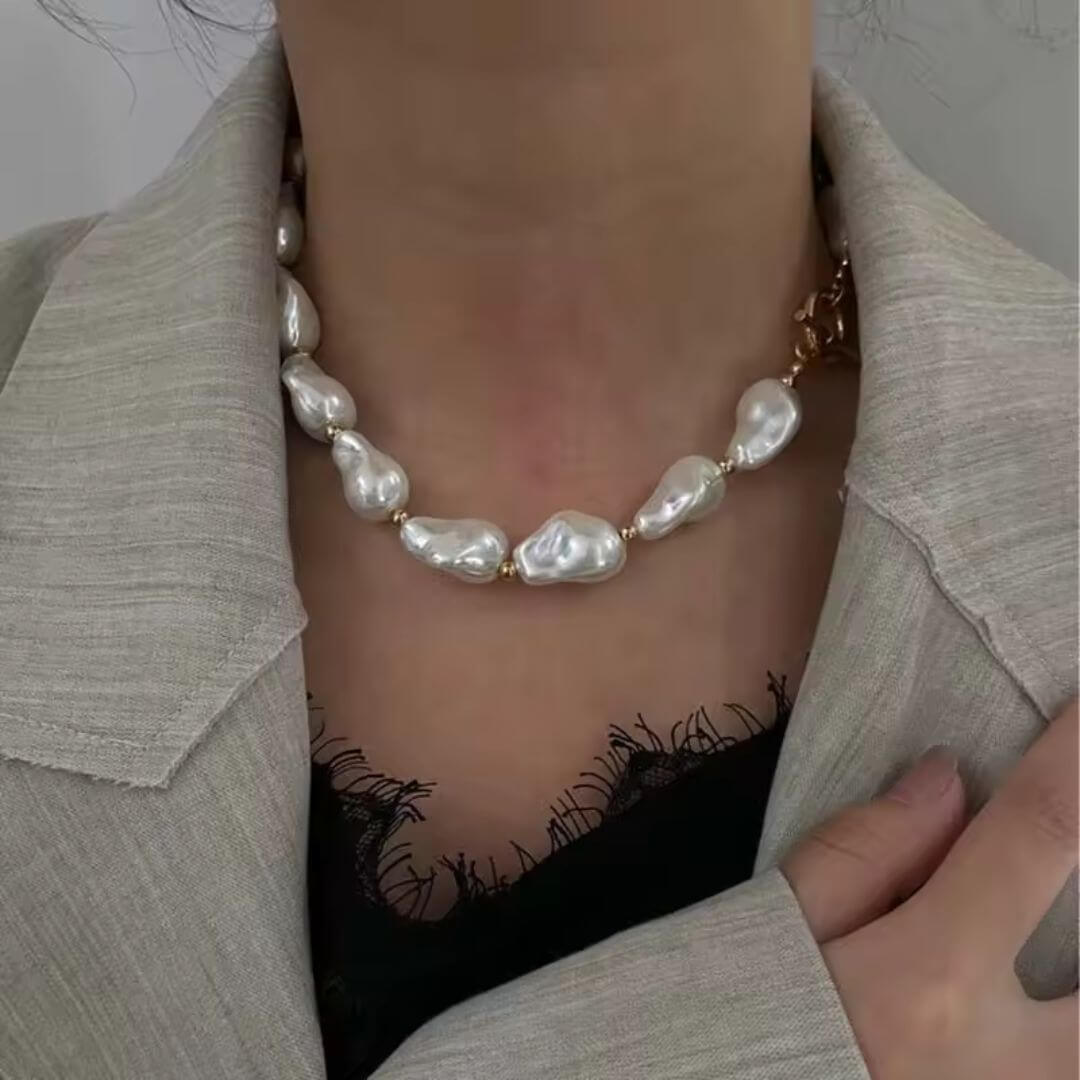Chunky Baroque Pearl Bead Necklace - Diane Jewelry