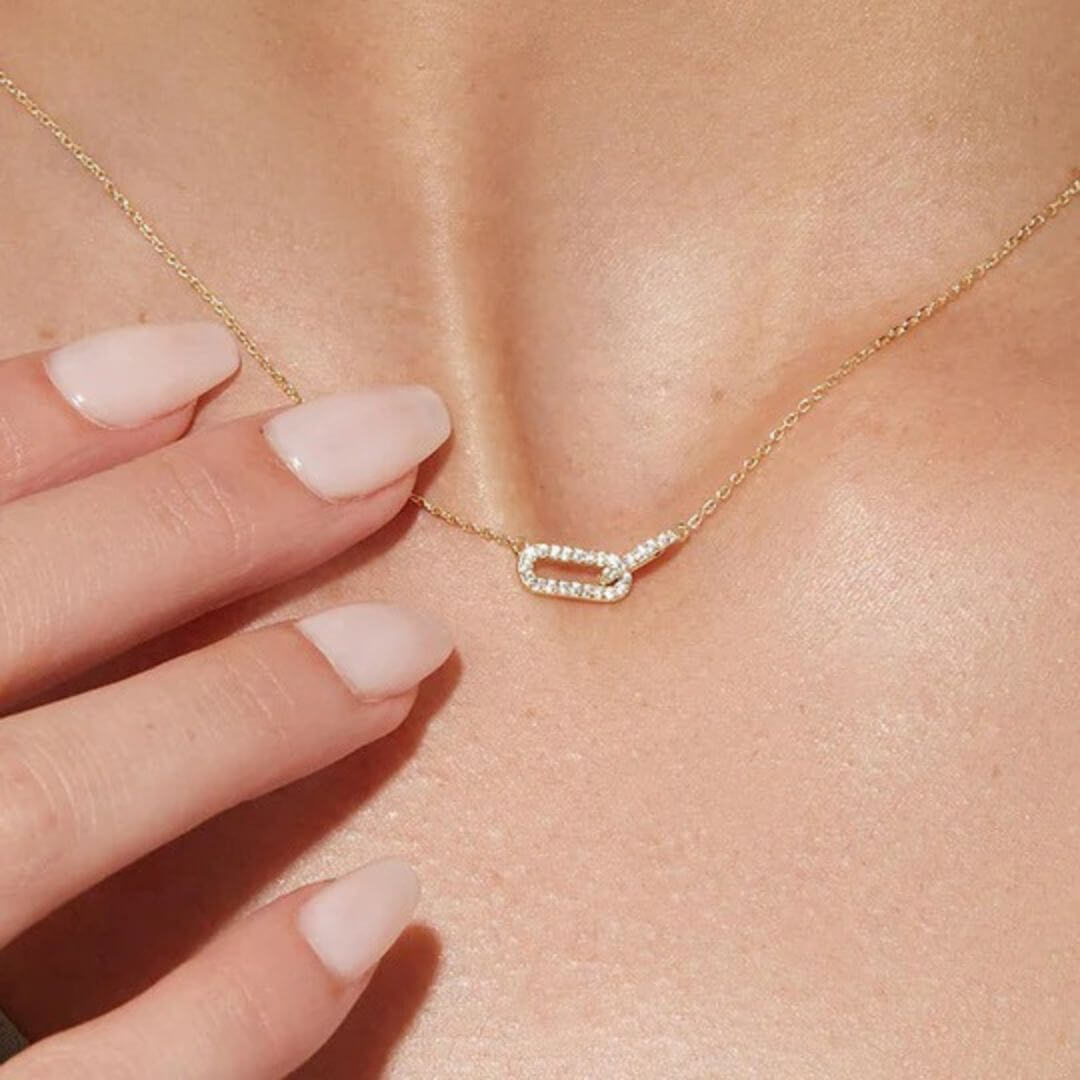 Gold Link Chain Pendant Necklace - Diane Jewelry