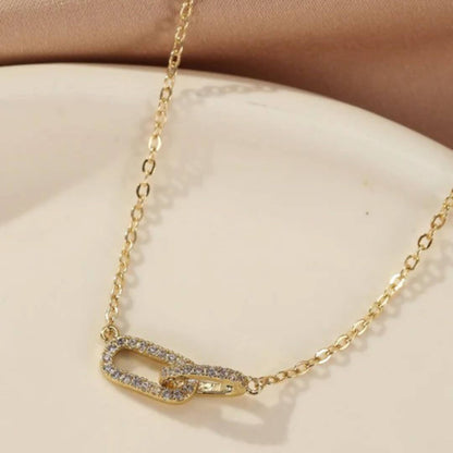 Gold Link Chain Pendant Necklace - Diane Jewelry