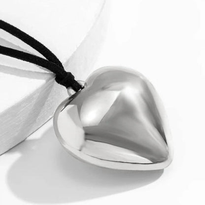 Silver Heart Bow Choker Necklace - Diane Jewelry