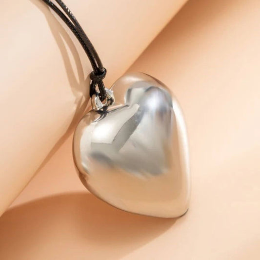 Silver Heart Bow Choker Necklace - Diane Jewelry