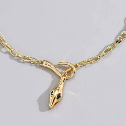 Gold Snake Pendant Chain Necklace - Diane Jewelry