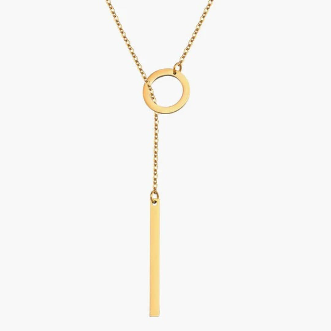 Gold Lariat Circle Bar Necklace - Diane Jewelry