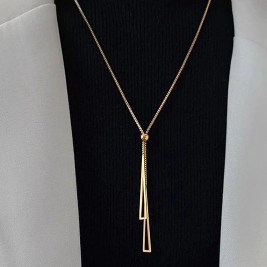 Gold Adjustable Geometric Lariat Necklace - Diane Jewelry