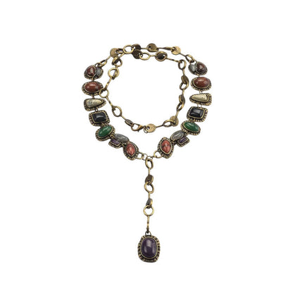 Vintage Gemstone Boho Statement Necklace - Diane Jewelry