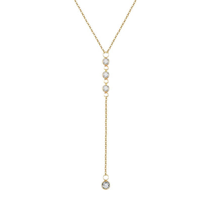 Gold Crystal Drop Lariat Necklace - Diane Jewelry