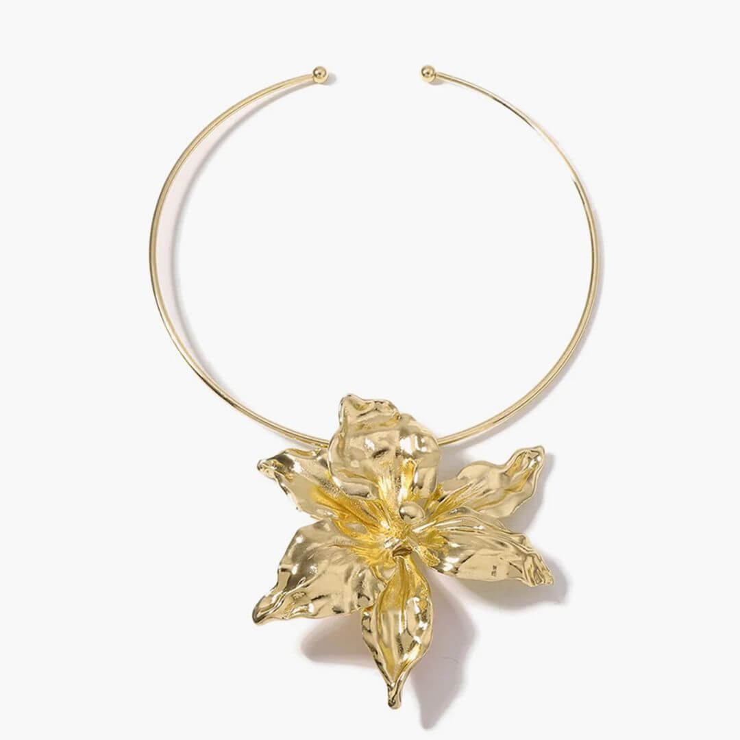 Gold Floral Statement Collar Necklace - Diane Jewelry