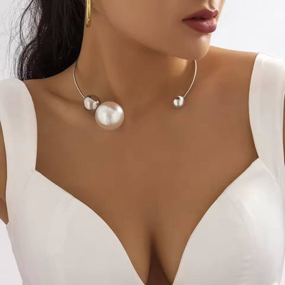Gold Open Collar Pearl Necklace - Diane Jewelry