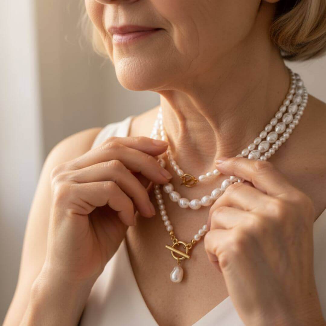 Layered Pearl Toggle Pendant Necklace Emma & Noah Jewelry