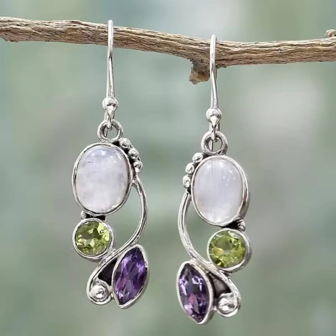 Boho Filigree Crystal Dangle Earrings - Diane Jewelry