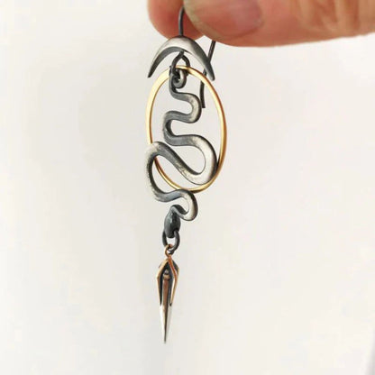 Snake Moon Dagger Dangle Earrings - Diane Jewelry