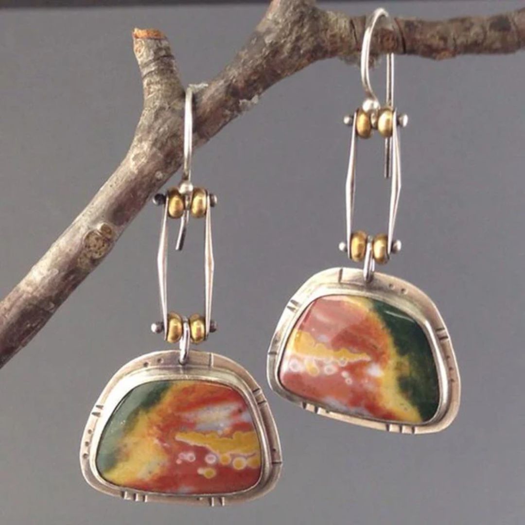 Boho Jasper Drop Dangle Earrings - Diane Jewelry
