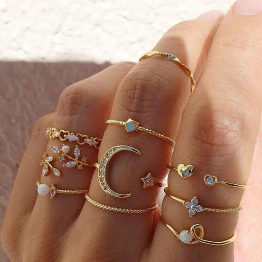 Gold Boho Stacking Ring Set - Diane Jewelry