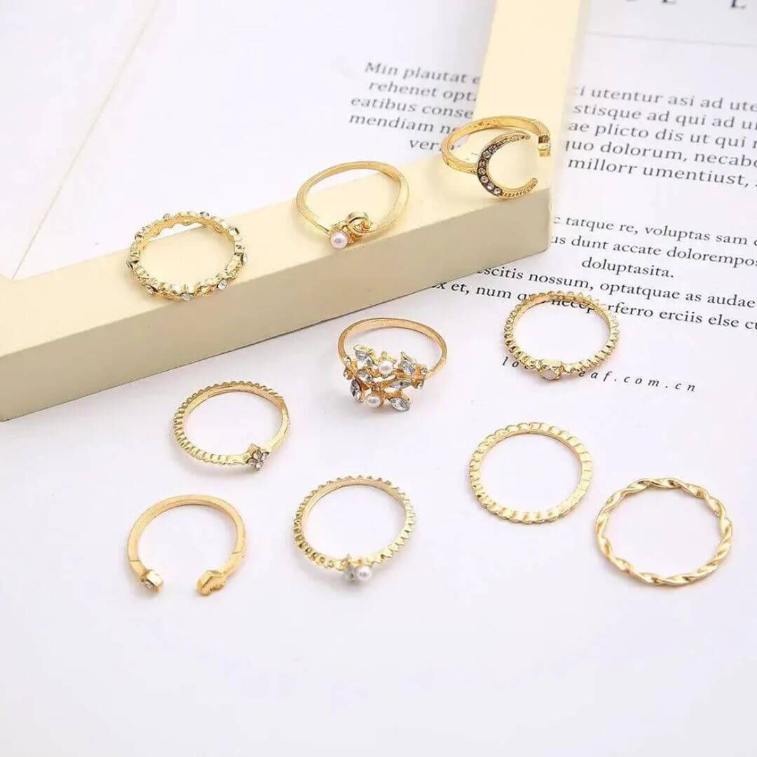 Gold Boho Stacking Ring Set - Diane Jewelry
