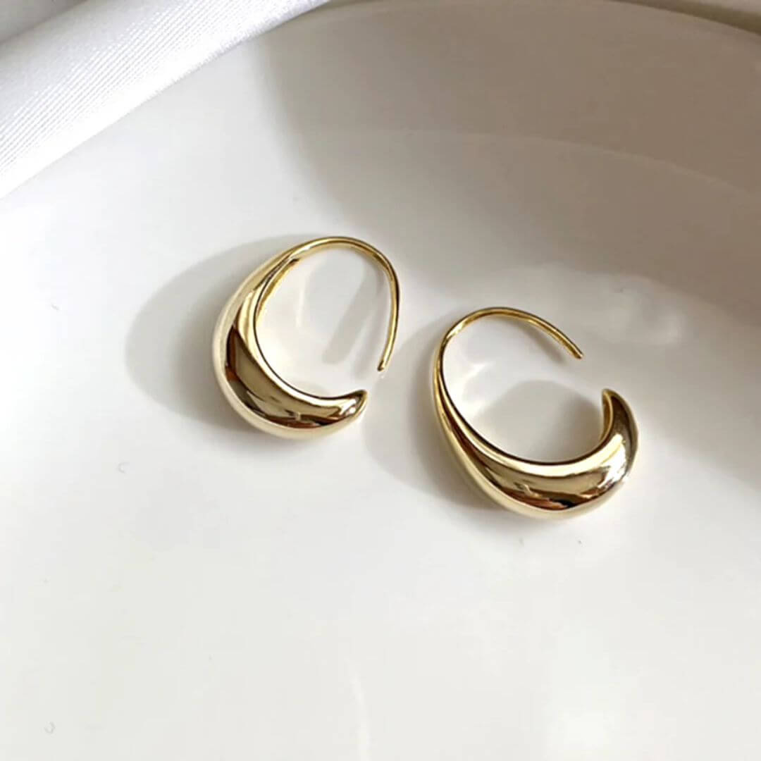 Chunky Gold Crescent Hoop Earrings - Diane Jewelry