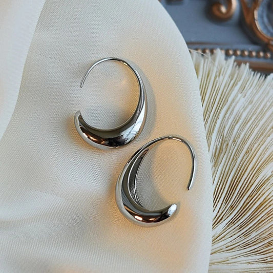Chunky Gold Crescent Hoop Earrings - Diane Jewelry