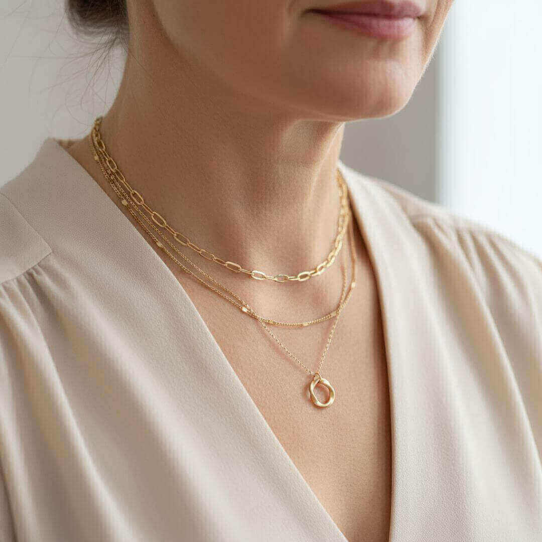 Gold Layered Circle Pendant Necklace Emma & Noah Jewelry