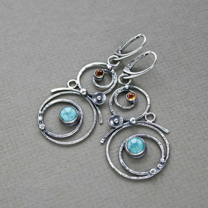 Boho Turquoise Artisan Drop Earrings - Diane Jewelry