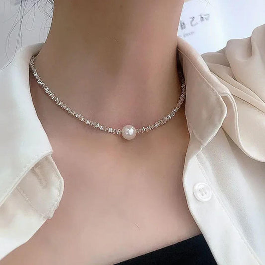 Crystal Pearl Choker Beaded Necklace - Diane Jewelry