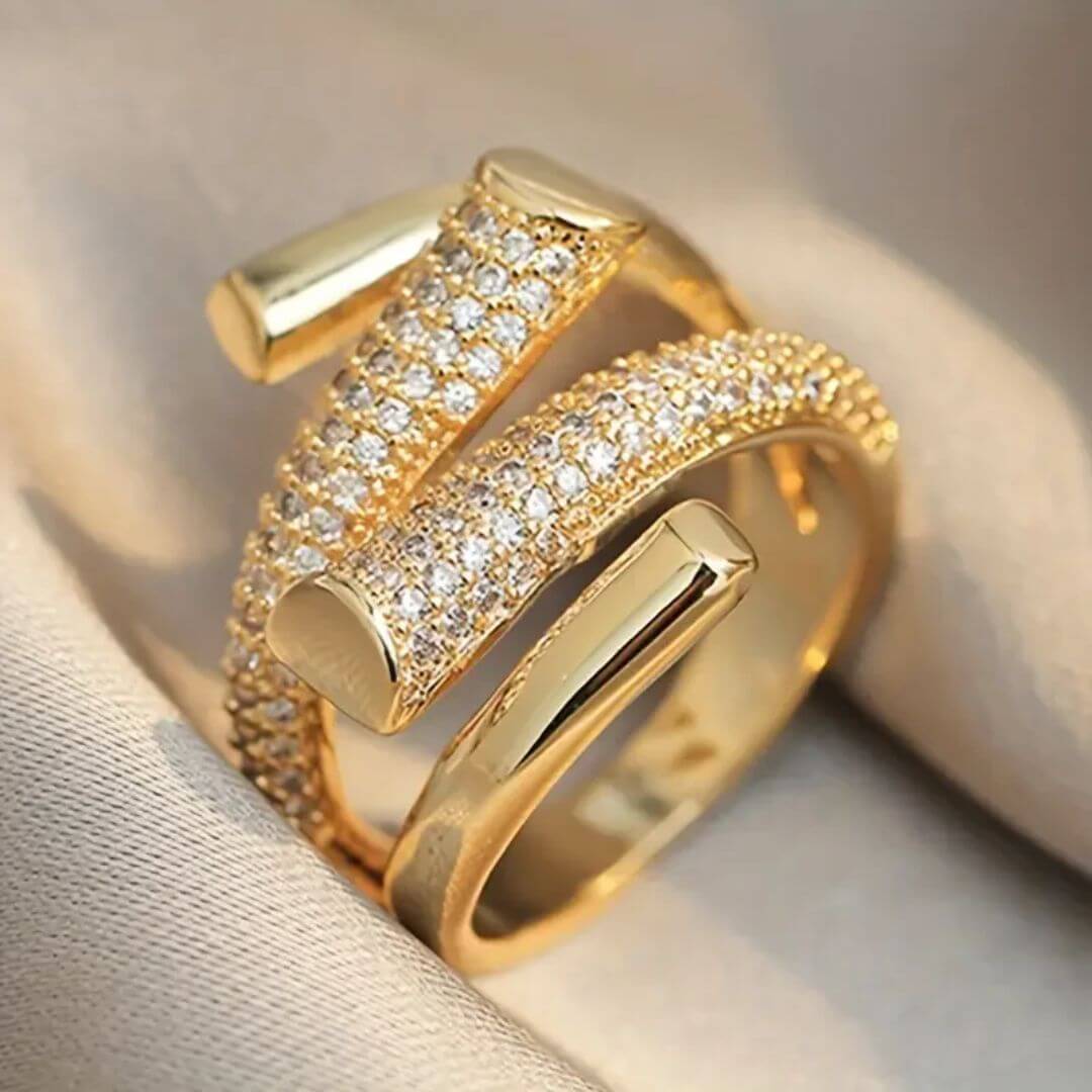 Gold Crystal Wrap Statement Ring - Diane Jewelry