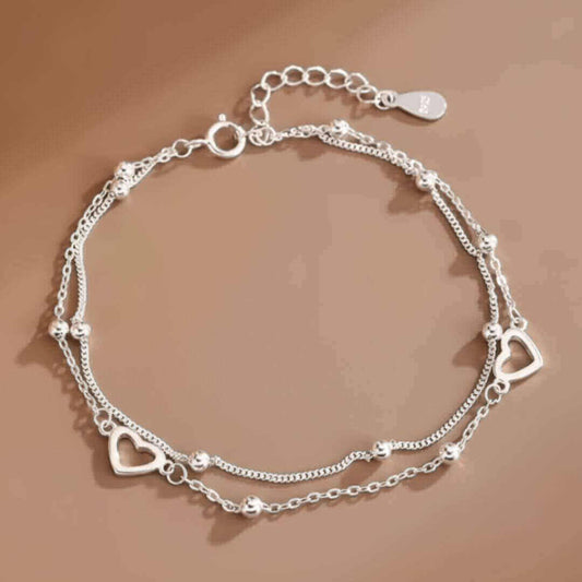 Dainty Silver Heart Chain Bracelet Emma & Noah Jewelry