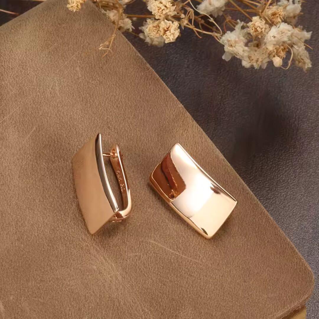 Minimalist Rose Gold Huggie Earrings - Diane Jewelry