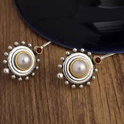 Boho Sunburst Pearl Drop Earrings - Diane Jewelry