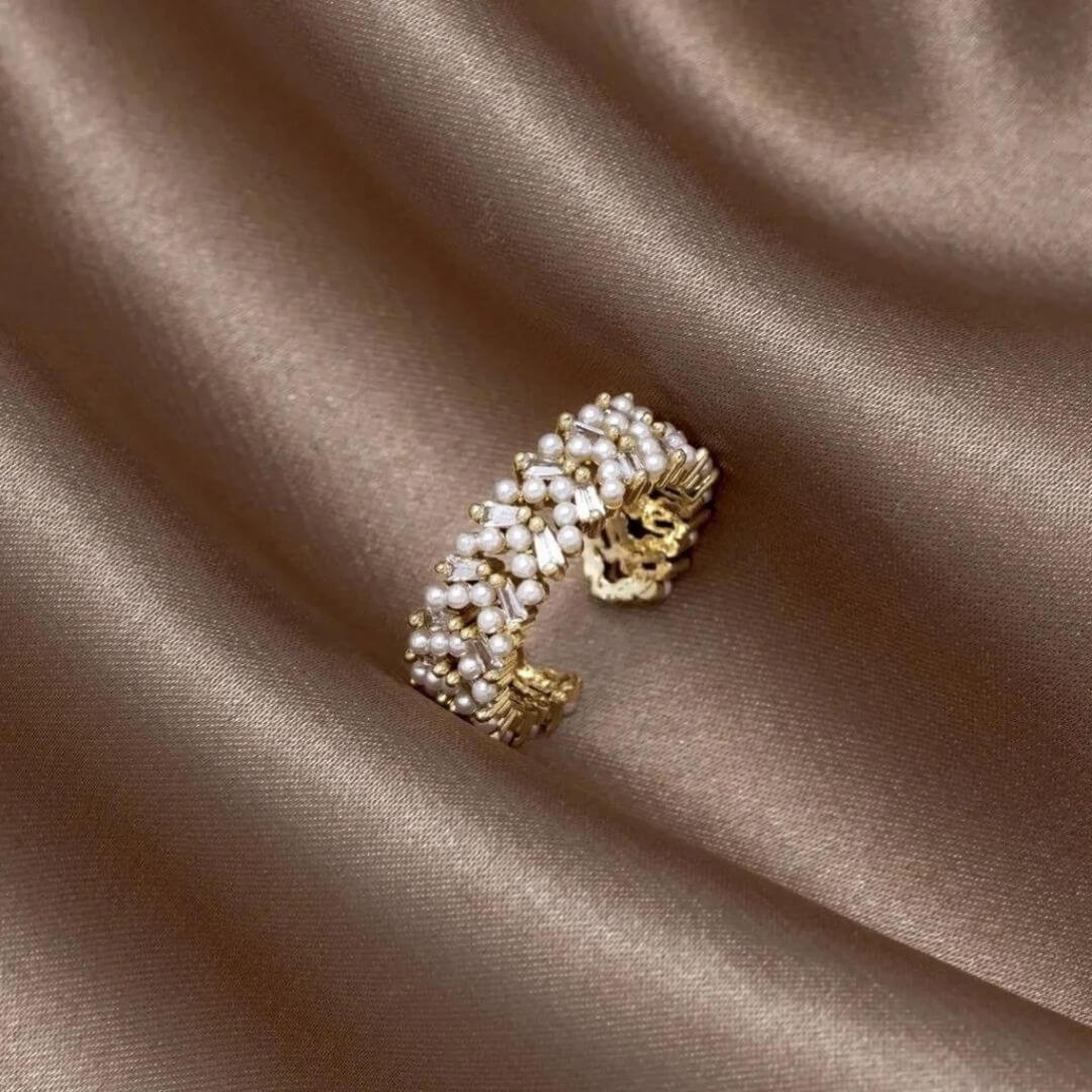 Gold Pearl Cluster Statement Ring - Diane Jewelry