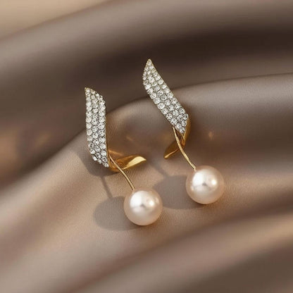 Gold Crystal Pearl Drop Earrings Emma & Noah Jewelry