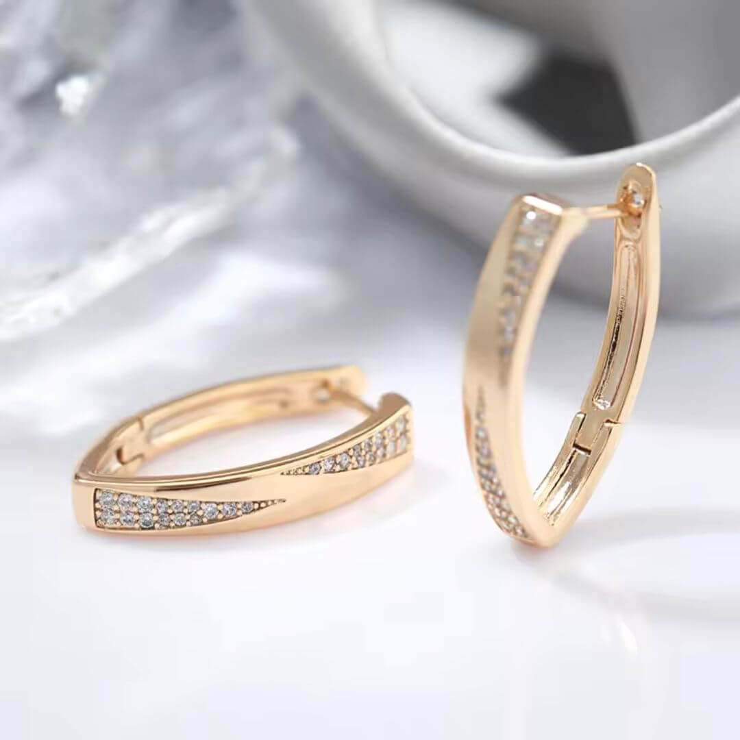Gold Crystal Hoop Earrings - Diane Jewelry