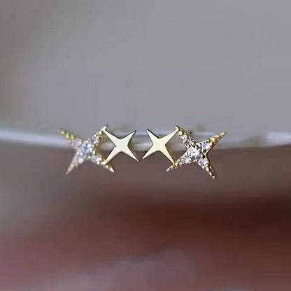 Gold Star Crystal Studs Earrings - Diane Jewelry