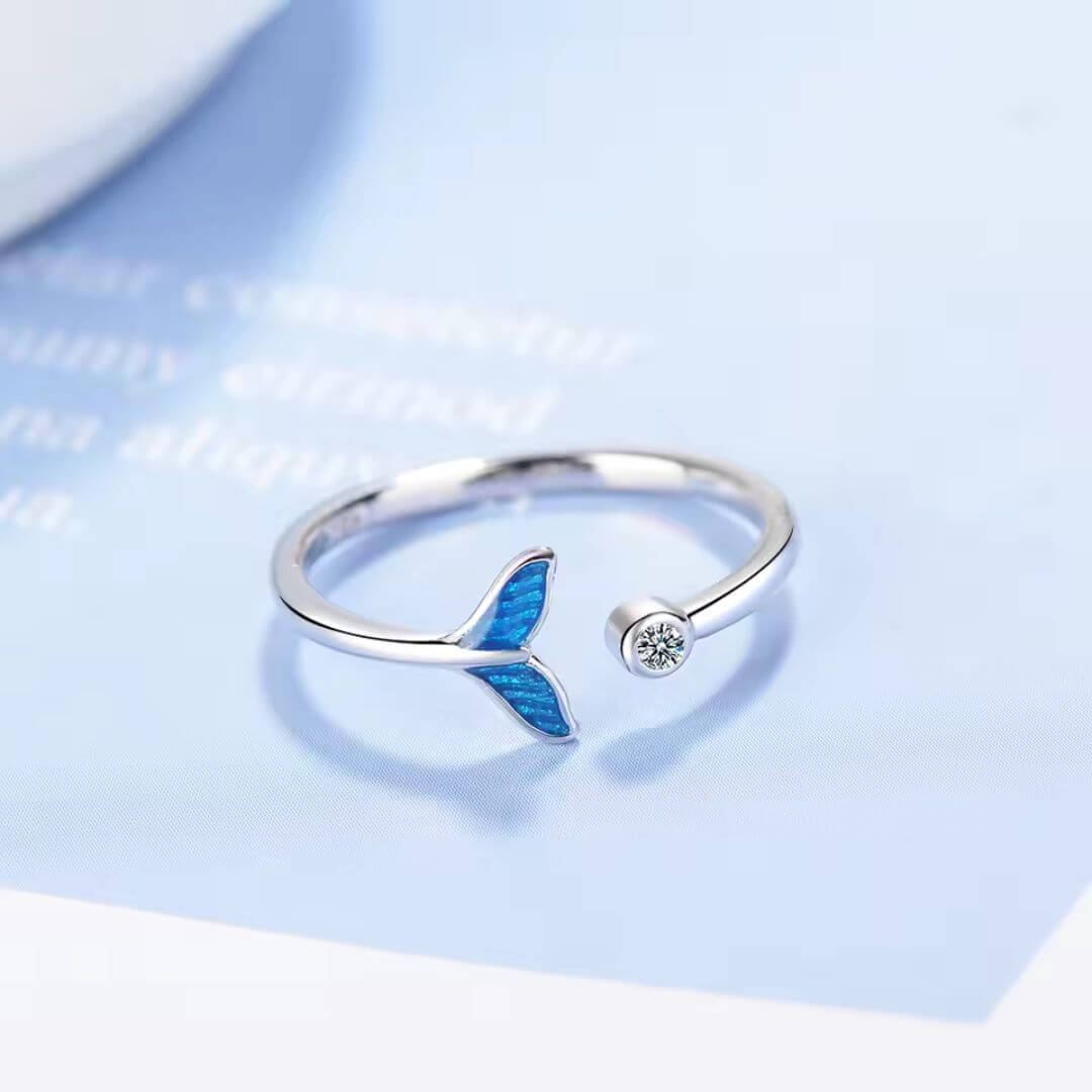 Blue Mermaid Tail Adjustable Ring - Diane Jewelry