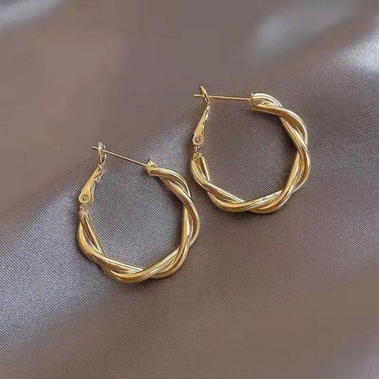 Gold Twisted Chunky Hoop Earrings - Diane Jewelry