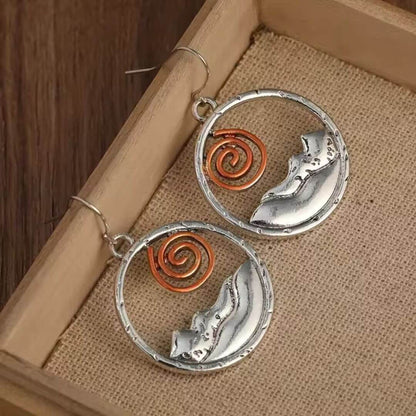 Copper Silver Mountain Sun Earrings - Diane Jewelry